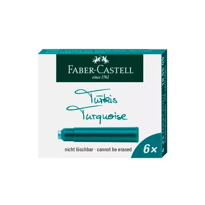Faber Castell Estuche 6 Cartuchos De Tinta Estándar Turquesa Faber Castell Estuche 6 Cartuchos De Tinta Estándar Turquesa