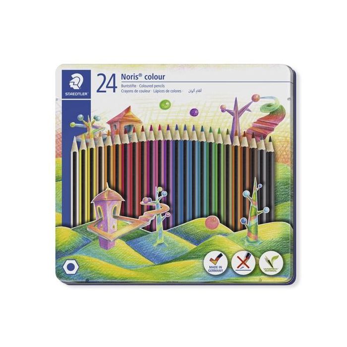 Staedtler Lápices de colores noris colour surtidos en estuche metálico de 24