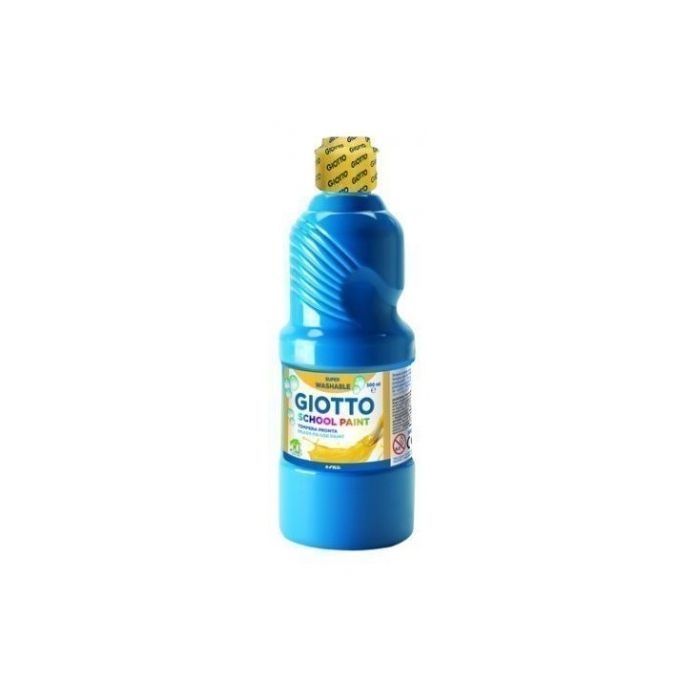 Giotto Témpera escolar lavable azul cyan botella 500 ml