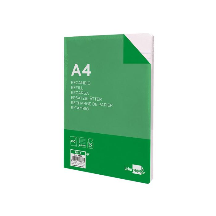 Recambio Liderpapel Folio 100 Hojas 60 gr-M2 Pauta 5ª 2.5 mm Con Margen 16 Taladros 1