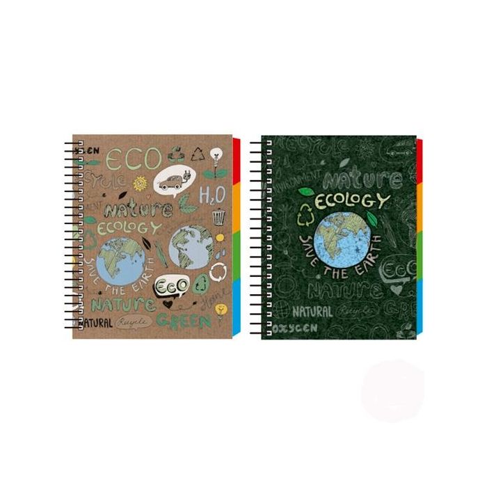 Senfort Cuaderno espiral a5 120h 4 separadores t/dura ecology surtido