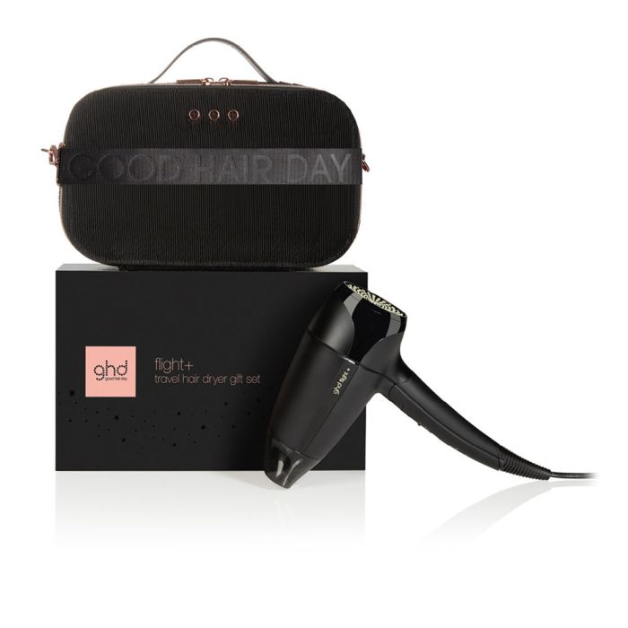 GHD Flight+ Secador de Viaje Plegable Portátil con Voltaje Dual, Potente Tecnología Iónica y Estuche de Terciopelo - Set