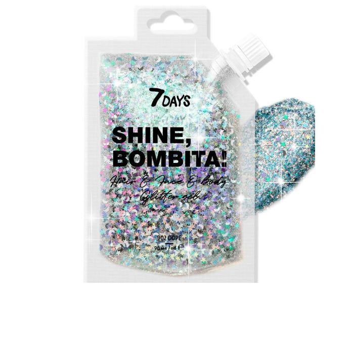 7Days Shine, Bombita! Brillos En Gel Para El Cabello Y El Cuerpo #902-Dope 90 mL