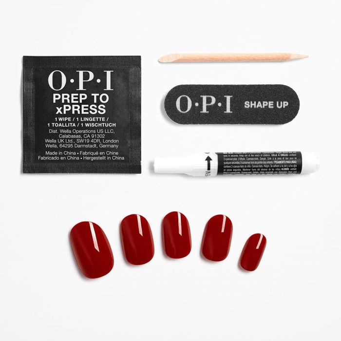 Opi Xpress/on uñas artificiales, esmalte de uñas tono #big apple red 30 u 1