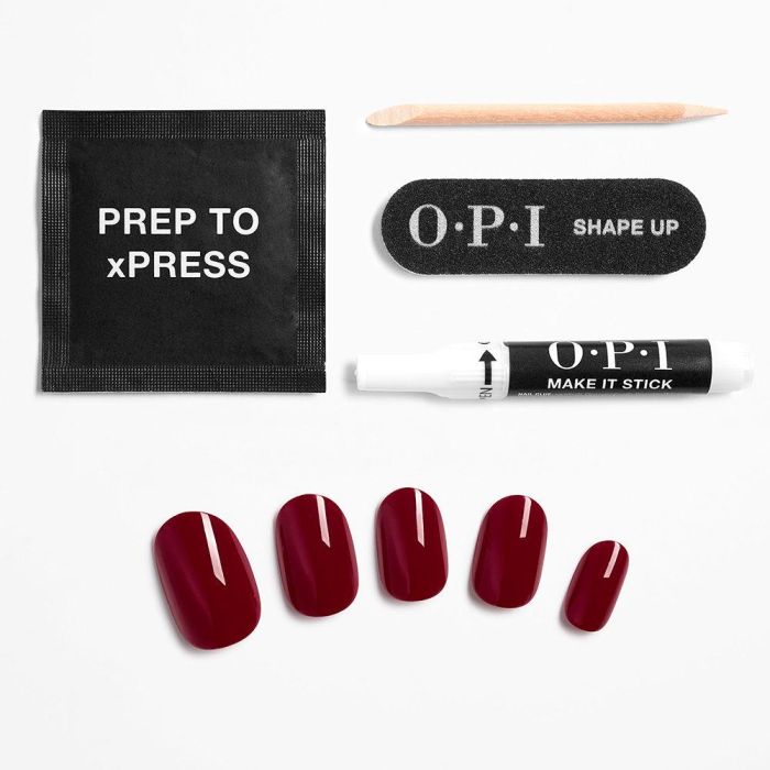 Opi Xpress/on uñas artificiales, esmalte de uñas tono #malaga wine 30 u 1