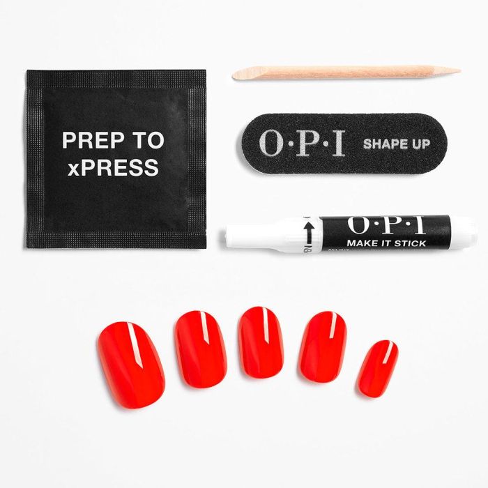 Opi Xpress/on uñas artificiales, esmalte de uñas tono #cajun shrimp 30 u 1