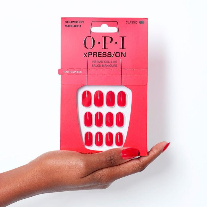 Opi Xpress/on uñas artificiales, esmalte de uñas tono #strawberry margarita 30 u 3