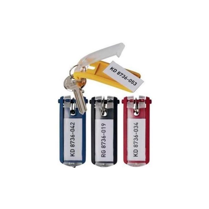 Durable llavero key clip con etiqueta siempre visible amarillo -bolsa 6u-
