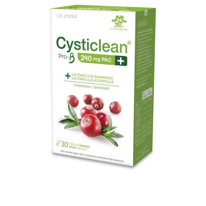 Cysticlean Prob 240 mg pac y probióticos con arándano rojo cápsulas 30 u