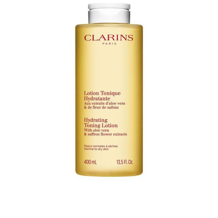 Clarins Loción Tónica Hidratante Facial 400 ml - Con Aloe Vera y Higo Bio, para Pieles Secas/Normales, Rellenable y Packaging Sostenible
