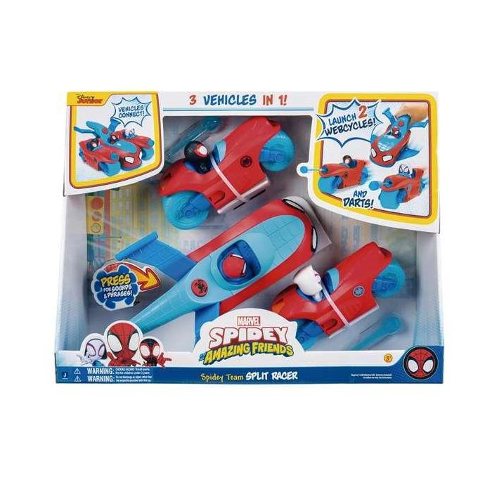 Vehiculo spidey team split racer 3 en 1. lanza 2 vehiculos y dardos. 36x10.8x27.94 cm