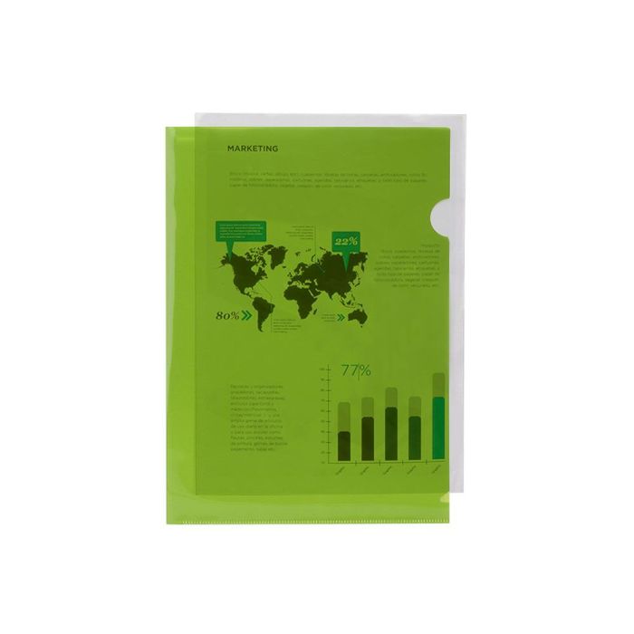 Carpeta Liderpapel Dossier Uñero 44003 Polipropileno Din A4 Verde 20 Hojas 10 unidades 5