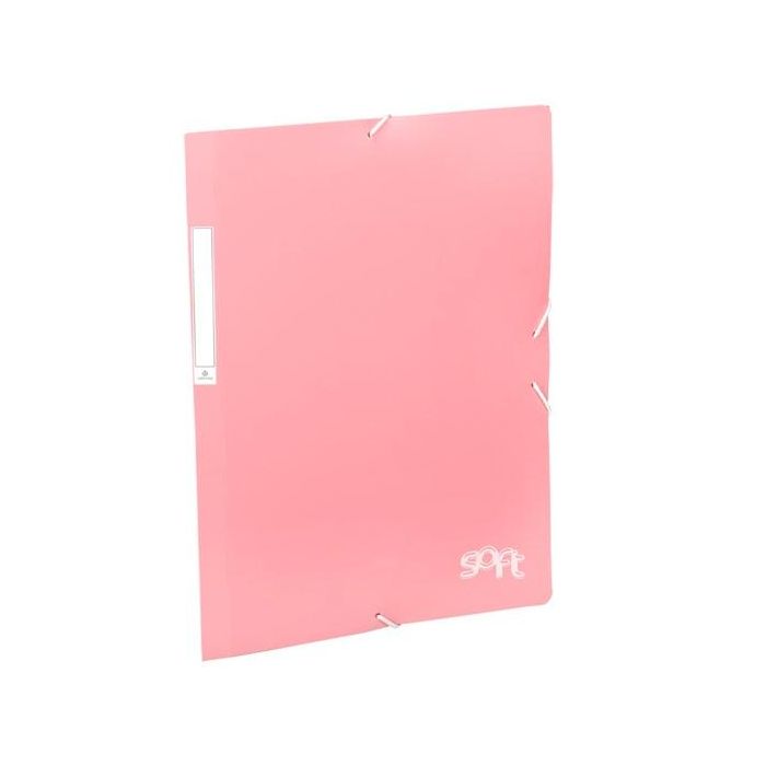 Carchivo carpeta solapas folio c/gomas pp soft rosa pastel