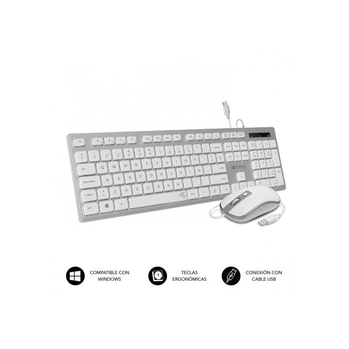 Teclado y Ratón Subblim SUBKBC-CEKE60 Plata Qwerty Español