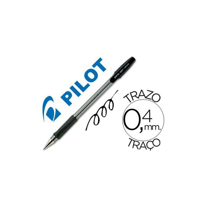 Boligrafo Pilot Bps-Gp Negro Sujecion De Caucho Tinta Base De Aceite Con Capuchon 12 unidades