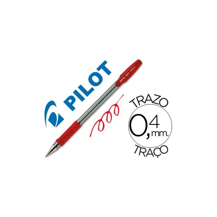 Boligrafo Pilot Bps-Gp Rojo Sujecion De Caucho Tinta Base De Aceite Con Capuchon 12 unidades