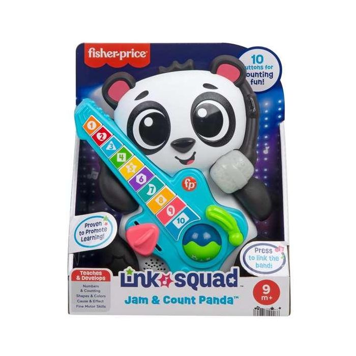 Oso panda fisher-price con guitarra. aprende los números y formas con luces y sonidos.