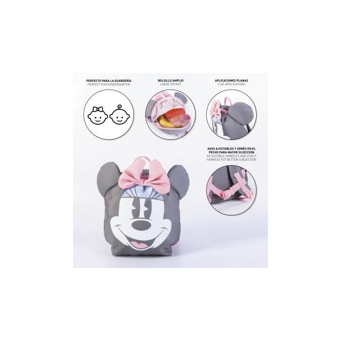 Mochila Infantil Minnie Mouse Gris (9 x 20 x 25 cm) 4