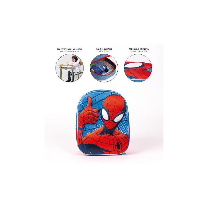 Mochila Infantil 3D Spider-Man Rojo Azul 25 x 31 x 10 cm 4