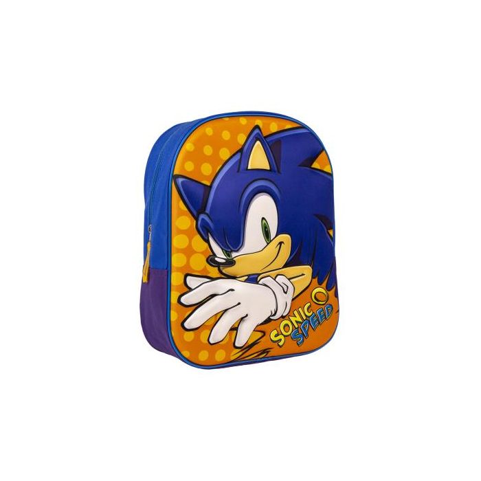 Mochila Escolar 3D Sonic Naranja Azul 25 x 31 x 9 cm