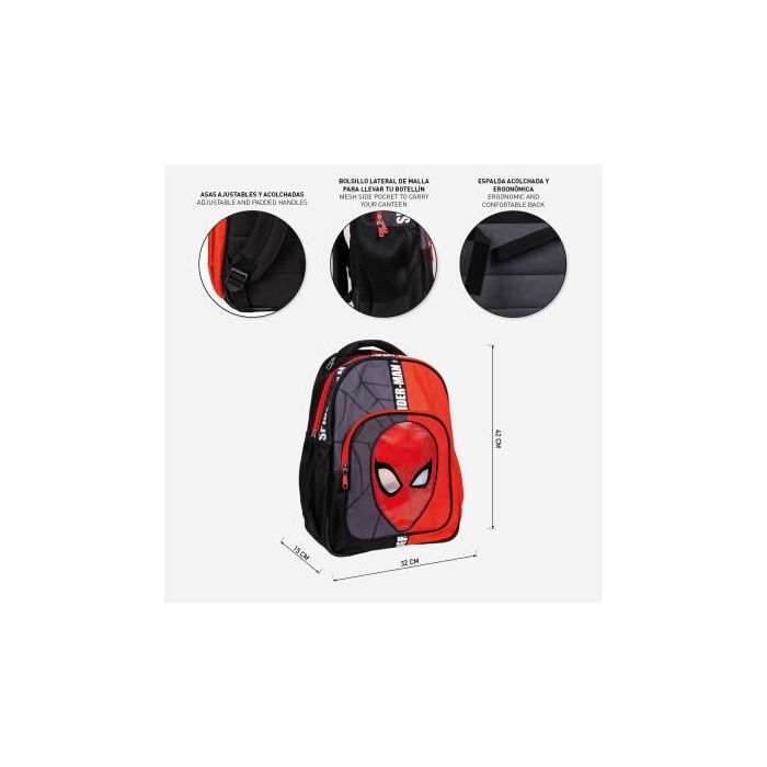 Mochila Escolar Spider-Man Rojo Negro 32 x 15 x 42 cm 4