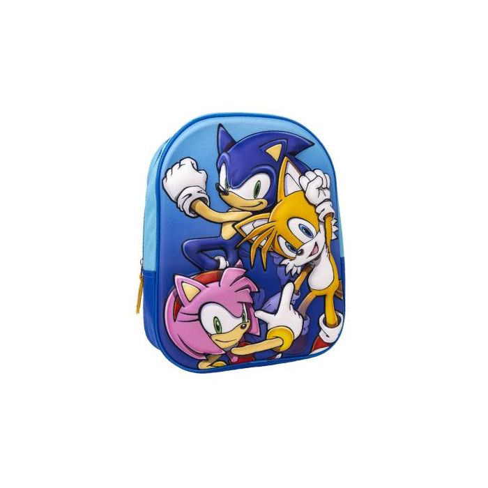 Mochila Escolar 3D Sonic 25 x 31 x 9 cm Azul