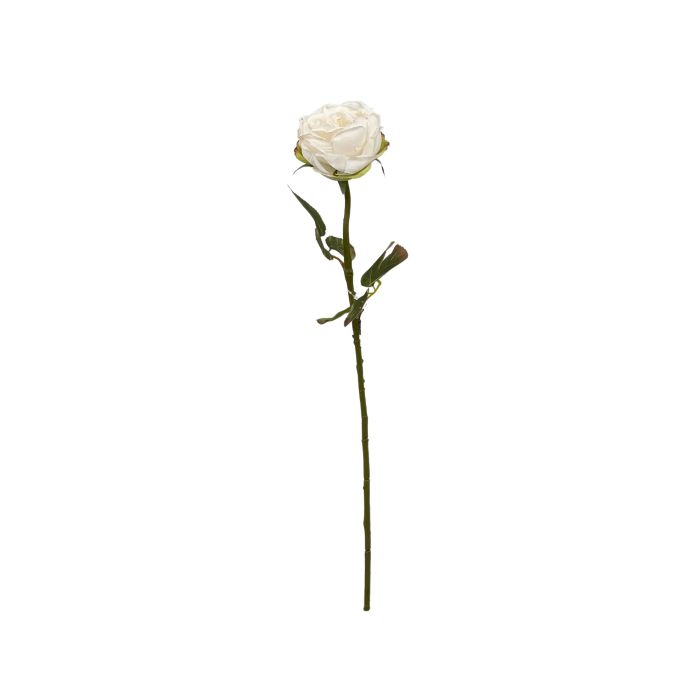 Flor Artificial Vara de Rosa Francesa Dry Blanco Tela