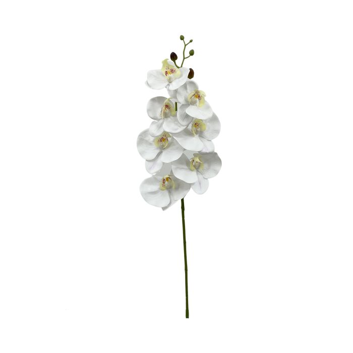 Flor Artificial Vara de Orquidea Blanco Latex
