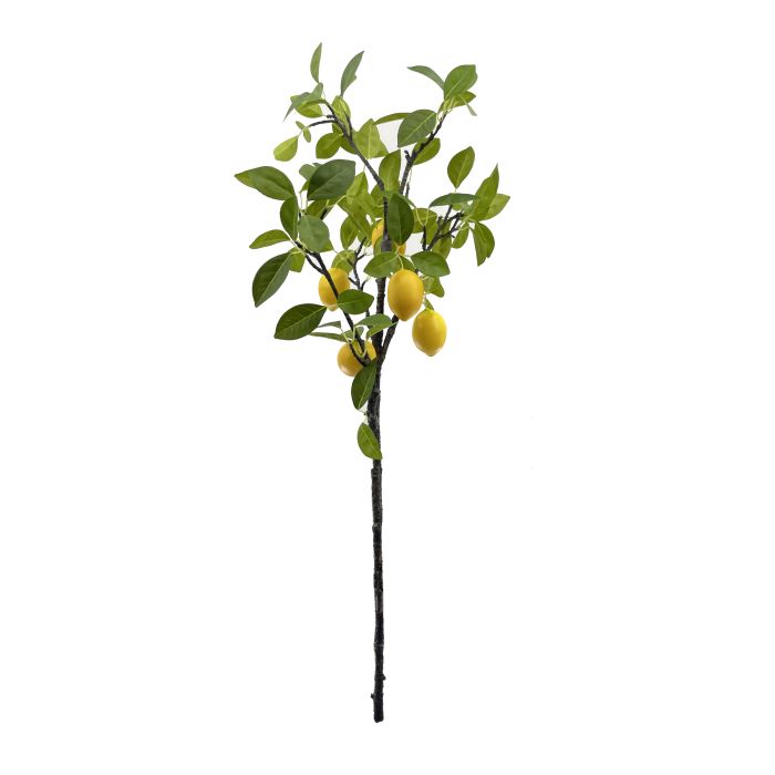 Flor Artificial Vara de Limonero 120 cm 5 Limones Amarillo Plástico