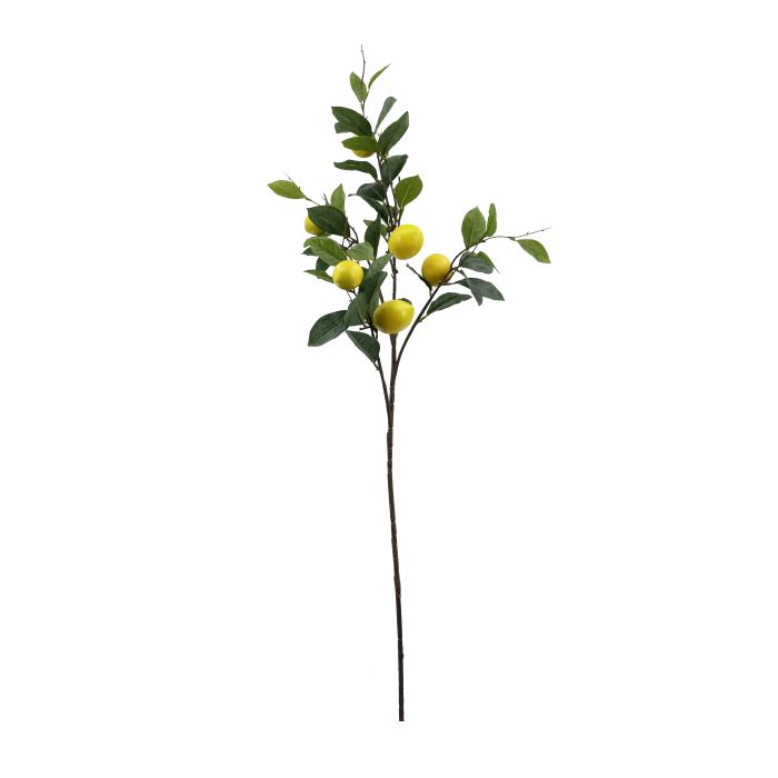 Flor Artificial Vara de Limonero 94 cm 6 Limones Amarillo Plástico