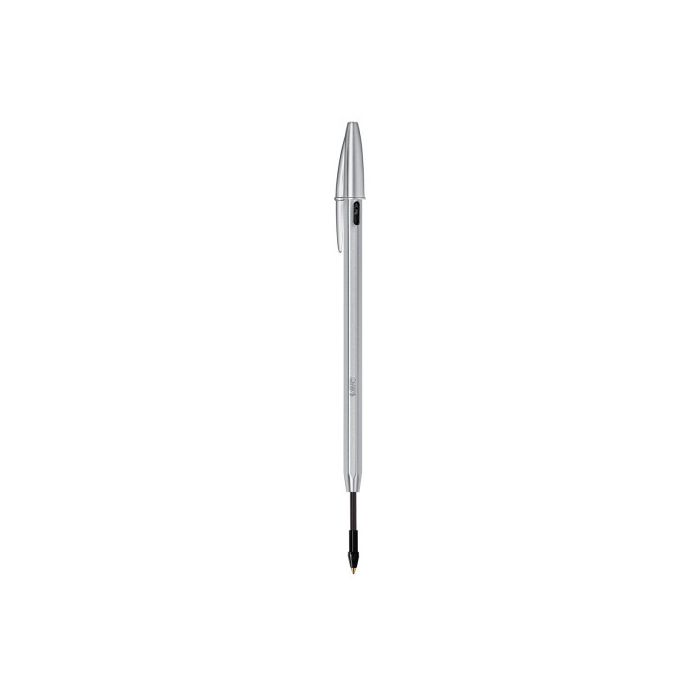 Bic bolígrafo cristal re-new blíster de 1+2 recargas tinta negra color plata 1