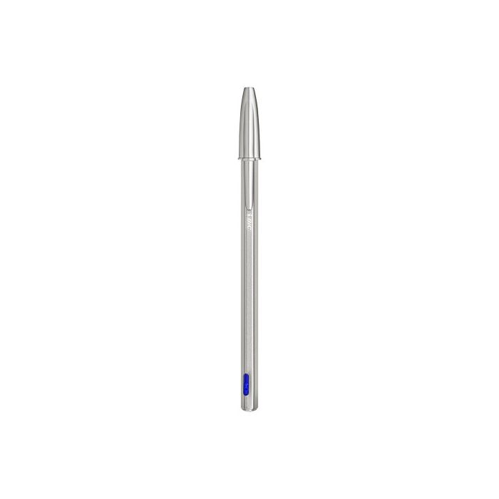 Bic bolígrafo cristal re-new blíster de 1+2 recargas tinta azul color plata 2
