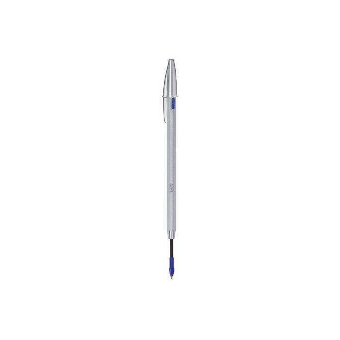 Bic bolígrafo cristal re-new blíster de 1+2 recargas tinta azul color plata 3