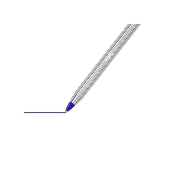 Bic bolígrafo cristal re-new blíster de 1+2 recargas tinta azul color plata 4