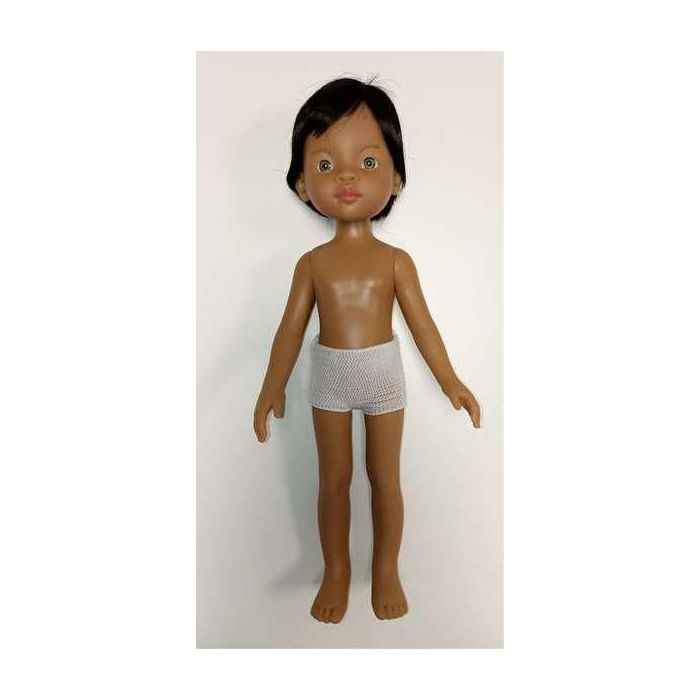 Muñeca sin ropa Balbino niño latino  con pelo corto negro y raya al lado, ojos grises 32 cm 2