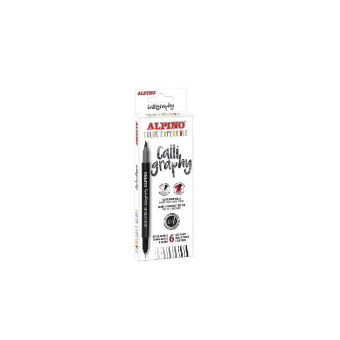 Alpino Rotuladores Calligraphy Color Experience Set De 6 gris-Negro