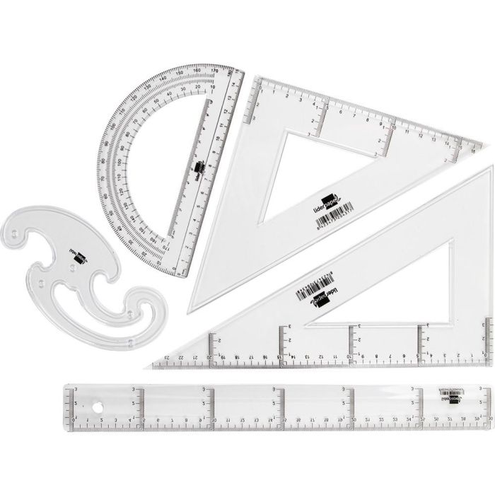 Juego Escuadra Y Cartabon 25 cm Regla 30 cm Semicirculo 15 cm Y Plantilla De Curvas Liderpapelen Petaca Opaca Color Verde 3