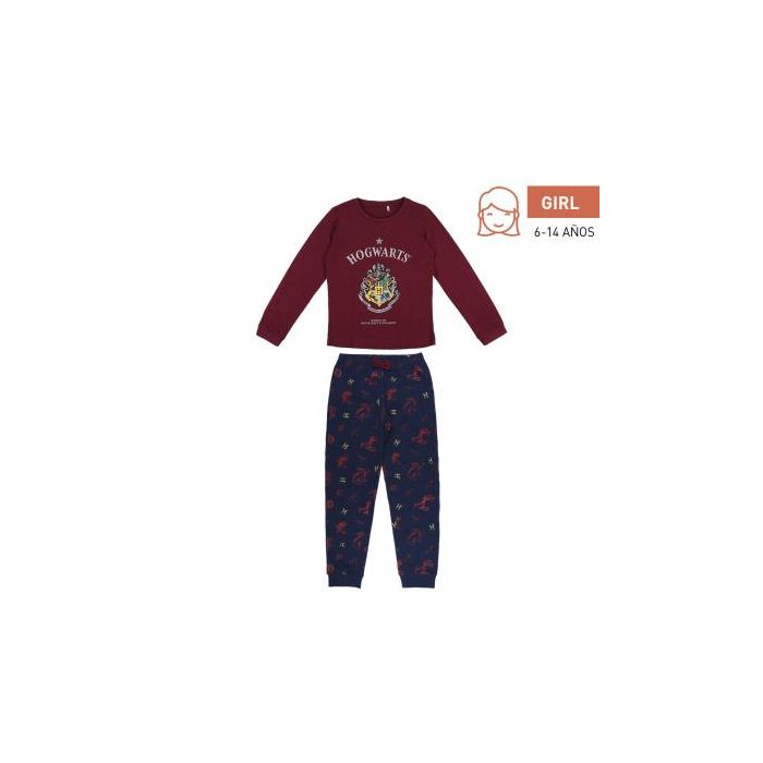 Pijama Largo Single Jersey Harry Potter Rojo