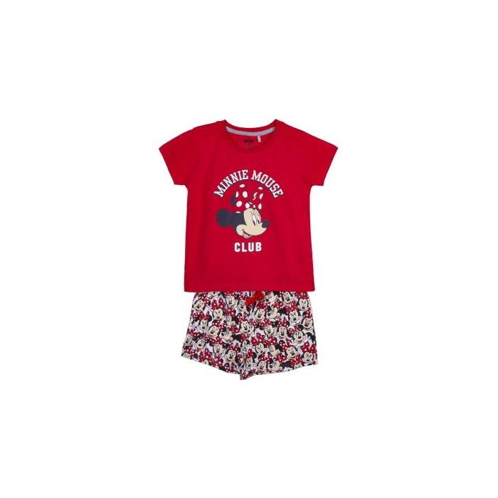 Pijama Corto Single Jersey Punto Minnie Rojo