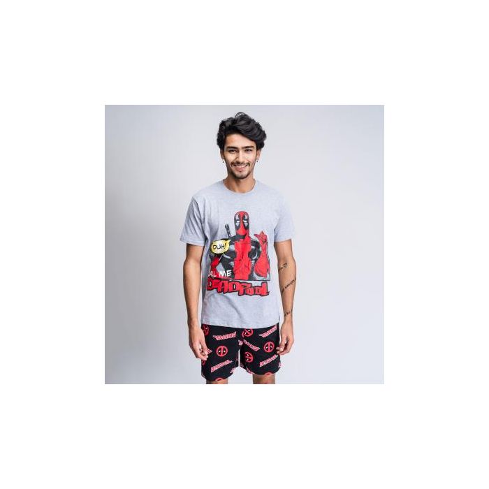 Pijama corto single jersey punto deadpool Gray 3