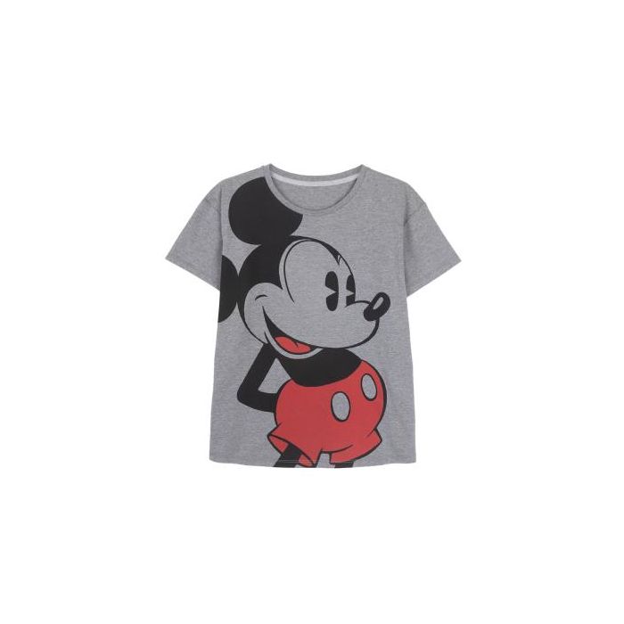 Camiseta Corta Single Jersey Punto Mickey Gris Oscuro 0