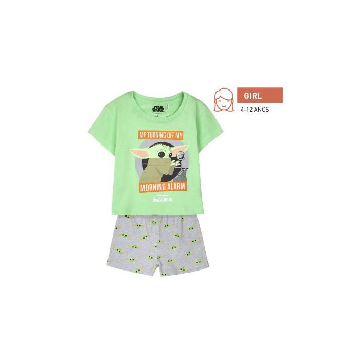 Pijama Corto Single Jersey Punto The Mandalorian Verde Claro 0