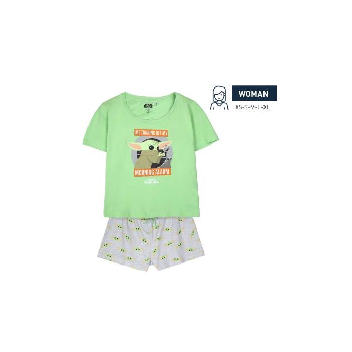 Pijama Corto Single Jersey Punto The Mandalorian Verde Claro 0