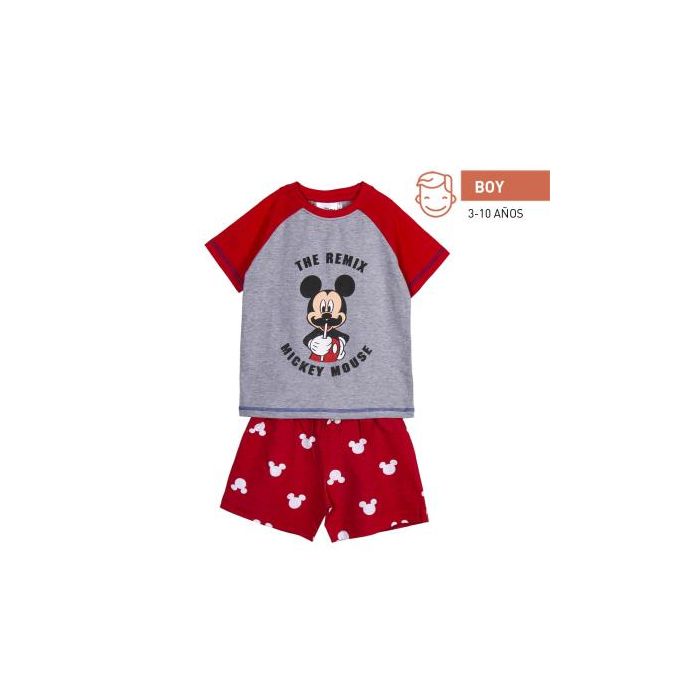 Pijama Corto Single Jersey Punto Mickey Rojo 0