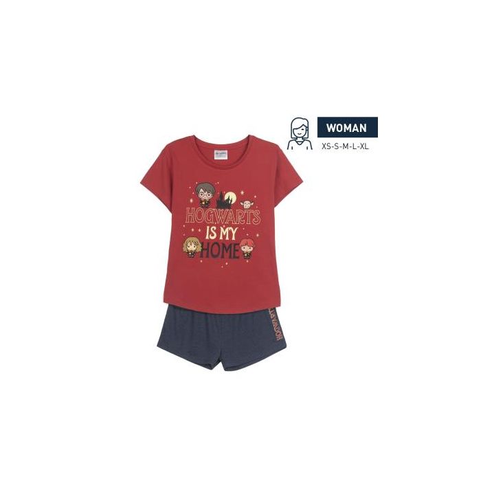 Pijama Corto Single Jersey Punto Harry Potter Rojo Oscuro 0