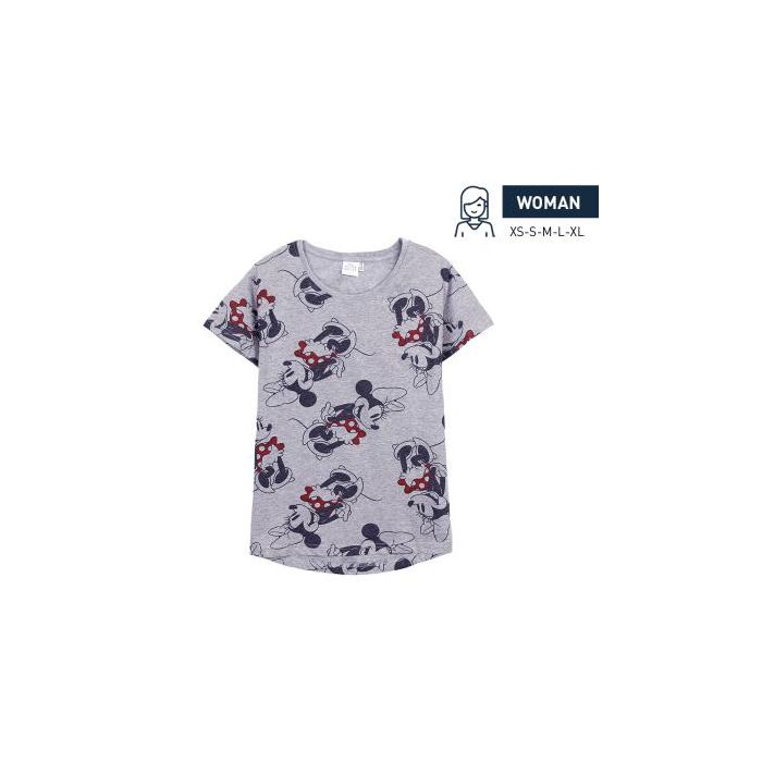 Camiseta Corta Single Jersey Punto Minnie Gris