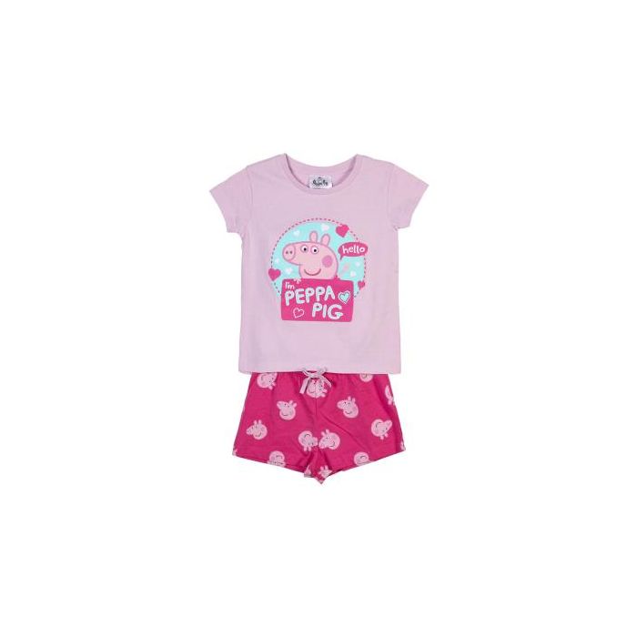 Pijama Corto Single Jersey Punto Peppa Pig Rosa