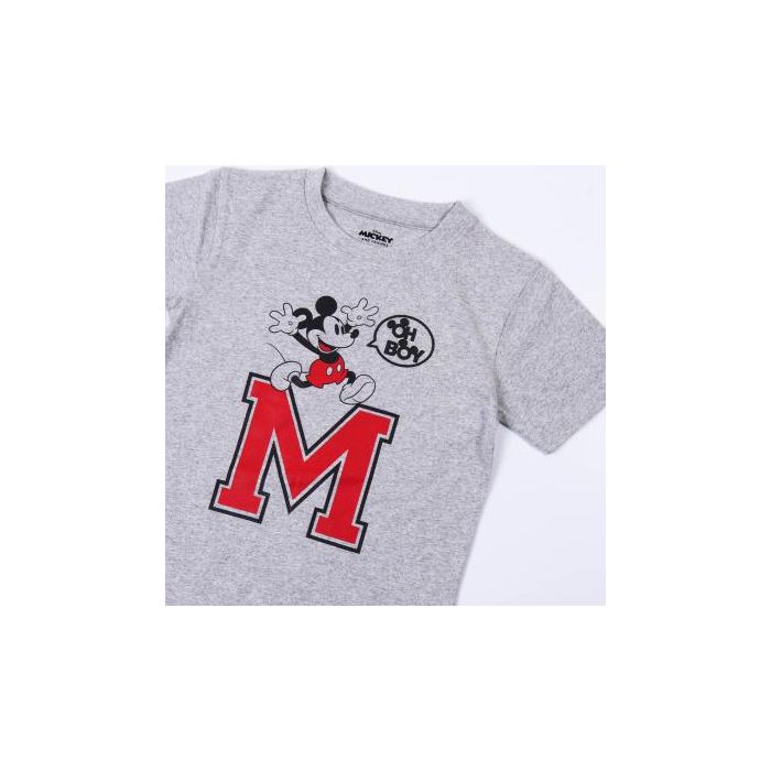 Camiseta Corta Single Jersey Punto Mickey Gris 2