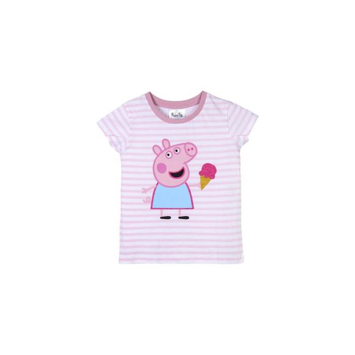 Camiseta Corta Single Jersey Punto Peppa Pig Rosa