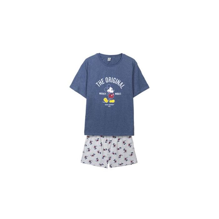 Pijama Corto Single Jersey Punto Mickey Azul Oscuro